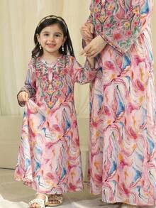 Loose Casual Extra Long Gold Thread Tassel Robe For Young Girls - Pink - View 4
