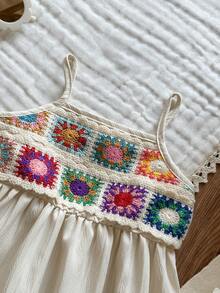Vintaside Kids Vestido de tirantes de moda para bebé niña, adecuado para viajes al aire libre, campamento y vacaciones en primavera y verano - Albaricoque - Ver 7