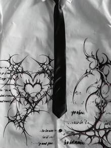 ROMWE MEN Camisa de manga corta con estampado gótico para hombres - Blanco - Ver 4