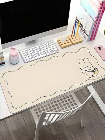 1 قطعة وسادة فأر من الديتوميت كبيرة الحجم بتصميم أرنب بيج، وسادة مكتب عالية الجودة للألعاب والمكاتب للمنزل والمدرسة والفصول الدراسية، ديكور مكتب الكمبيوتر