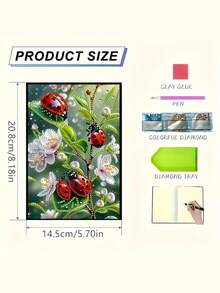 1 Set Copertina per quaderno con dipinto a diamanti a tema coccinella a 7 stelle e floreale, [Disponibile in più modelli], Quaderno con dipinto a diamanti 5D a forma asimmetrica, Taccuino ricamato, Ideale per gli amanti dell'artigianato, Copertina in morbida pelle, Taccuino per schizzi e disegni, Adatto come regalo per compleanni e festività - Multicolore - Visualizzare 6