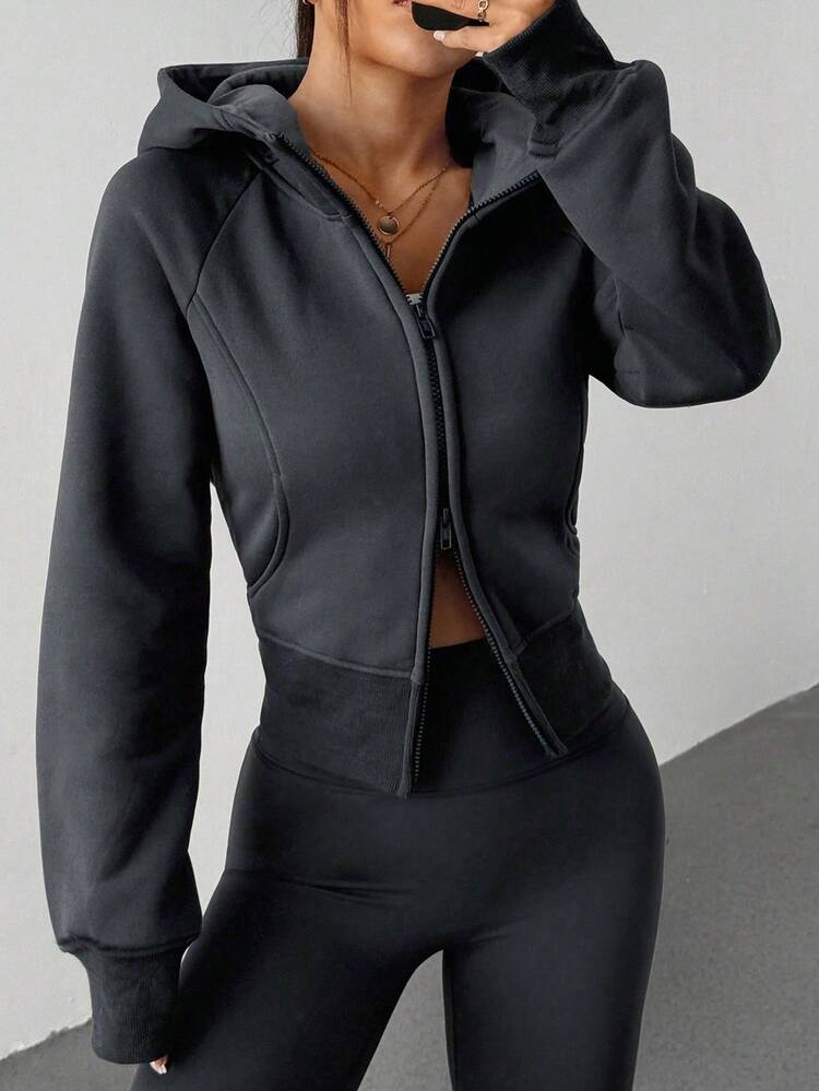 Women's Hooded Zip-Up Casual Slim Fit Thermal Lined Long Sleeve Sweatshirt Sweatshirt Jacket Hoodies