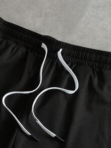 PAVTROS Men's Casual Fashion Street Contrast Piping Zip-Up Jacket And Drawstring Waist Long Pants Set, Spring/Autumn - Black - View 5