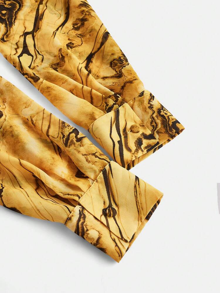 SHEIN Maija Printed Chiffon Blouse, Casual Loose Comfortable Versatile Modern Urban Women Clothing, Suitable For Music Festivals In Spring/Summer