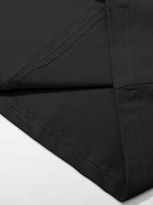 Manfinity Homme Men's Letter & Striped Print Casual Round Neck Short Sleeve T-Shirt - Black - View 6