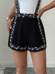 Elenzga Women's Elegant Romantic Adjustable Strap Waist Shorts - Multicolor - View 4