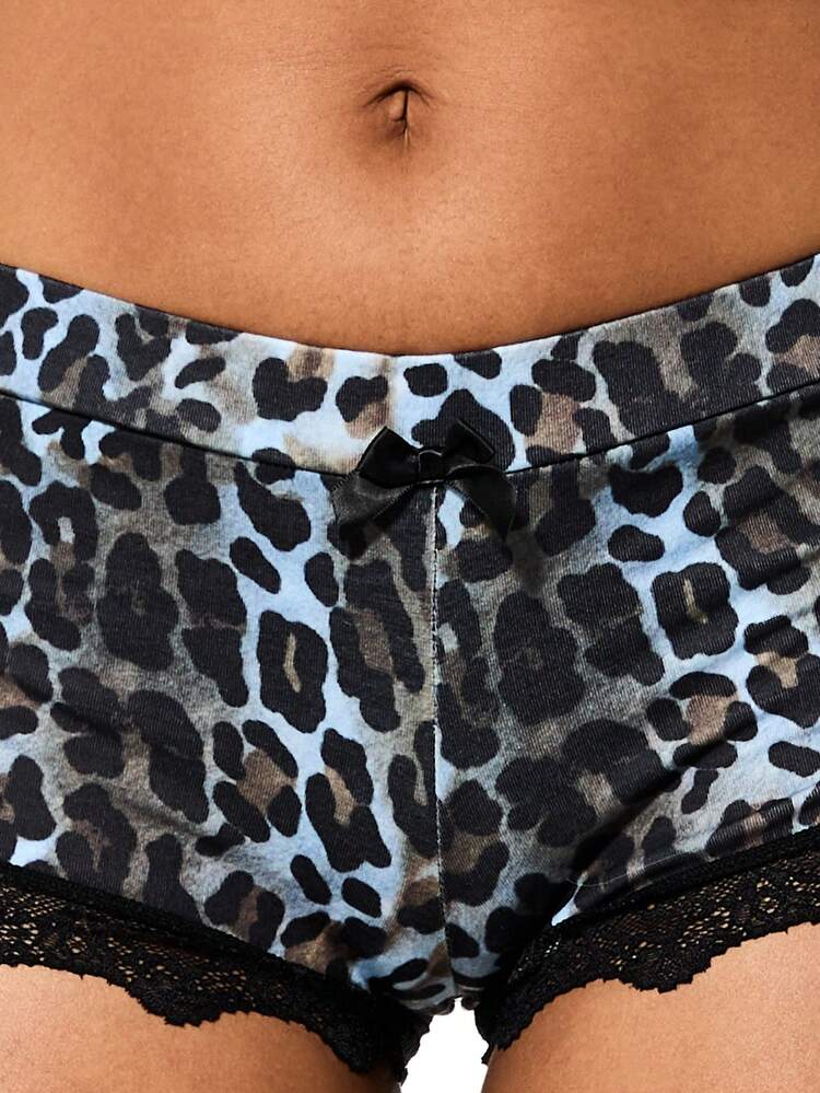 SUMWON WOMEN Culotte imprimée animal avec bordure en dentelle pour la Saint-Valentin