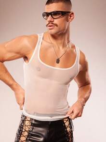 FeverCity 性感透视派对夜店男士背心 - 白色 - 查看 3