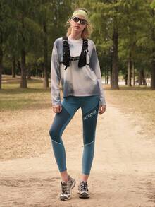 SHEIN In My Nature Women's Letter Print High Waist Casual Outdoor Leggings