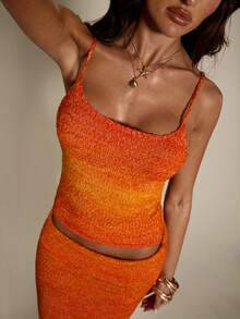 SHEIN BAE 时尚性感渐变色吊带针织上衣，女士款 - 彩色 - 查看 1