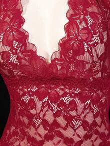 Seduluxe 1件装女士蕾丝无钢圈性感连体衣 - 紅木色 - 查看 3