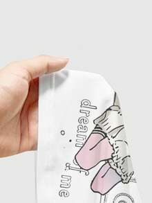 ROMWE Kawaii Women's Casual Cute Funny Korean Style Sheep, Angel, Music Note, Dolphin Print Contrast Binding Camisole Tank Top, Summer - Blue - View 5