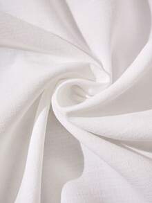 Rusticease 大码女式夏季休闲度假乡村纯色花卉刺绣纽扣装饰白色短袖衬衫，早春假期、度假、节日、春季、外出，2026新款，简约时尚，适合日常穿着，夏季大码上衣，白色波西米亚风上衣 - 白色 - 查看 4