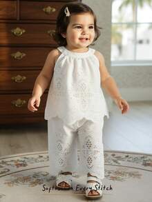 Cozy Pixies 女婴碎花印花圆领无袖上衣和松紧腰裤两件套