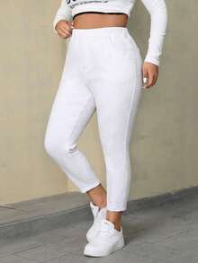 SHEIN ICON Denim Simples e Casuais Plus Size - Branco - Visão 4