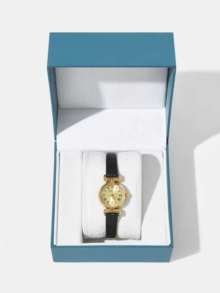 WOMEN'S FASHION MINIMALIST ELEGANT GOLD-TONE ROMAN NUMERAL WATCH