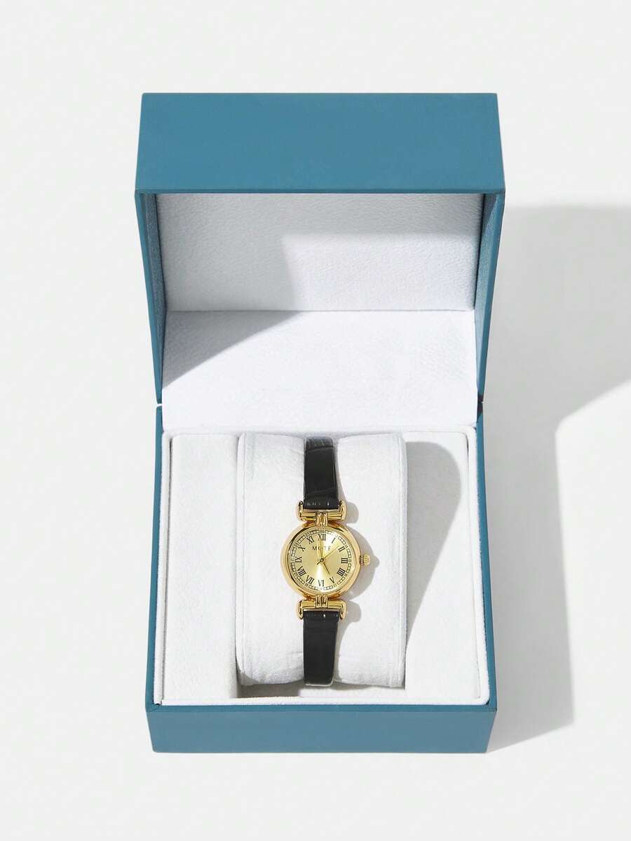 MOTF PREMIUM 女士时尚简约优雅金色罗马数字腕表 - 金色 - 查看 2