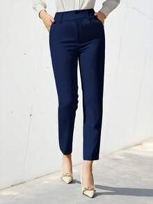 Aveloria Modichic Women's Solid Color Simple Daily Suit Pants  - Navy Blue - View 1