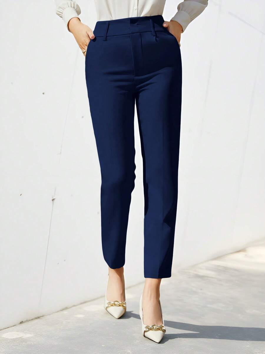 Aveloria Modichic Women's Solid Color Simple Daily Suit Pants - Navy Blue - View 1
