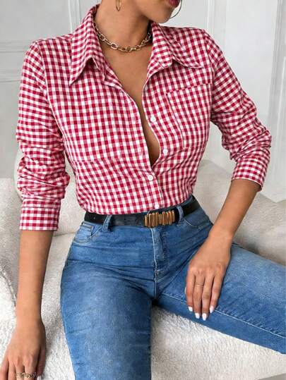 Blusa suelta de mujer informal de un solo color con hombros caídos, camisa de manga larga de otoño