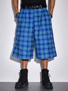 ROMWE MEN Men's Plaid Pocket Loose Fit Casual Bermuda Shorts - Multicolor - View 1