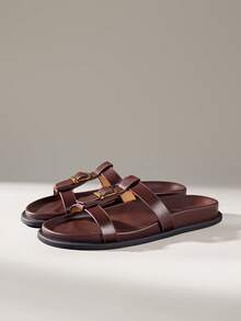 Solecia Sandalias casuales de mujer con diseño de hebilla - Óxido marrón - Ver 3