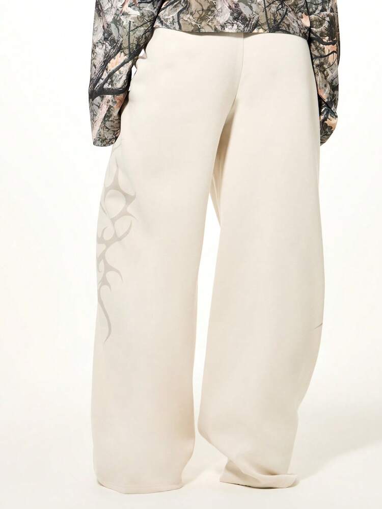 SUMWON WOMEN Spodnie dresowe z szerokimi nogawkami i ściągaczem w kształcie drzewa