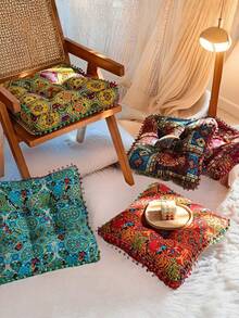 1 PC Thick Soft Comfortable Wear Resistant Non Slip Bottom Easy Clean Bohemian Moroccan Style Round Meditation Cushion Throw Pillow Butt Pad Zafu Seat Cushion Floor Seat Cushion For Living Room Bedroom Office Gaming Chair Multi Functional Home Decor Chair Cushion Home Decor Essentials - Multicolor - View 8
