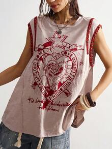 Bohemela 女士休闲纯色针织宽松T恤，春季服装，节日装扮，夏季上衣 - 卡其色 - 查看 4