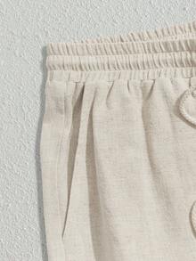 EASEVO Herren Shorts in Große Größen mit Kordelzug Einfarbig, vielseitig einsetzbar für den täglichen Gebrauch, Sommer - Aprikosenfarben - Übersicht 4