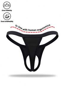 时尚前无缝凸起设计中腰性感男士内裤 - 黑色 - 查看 2