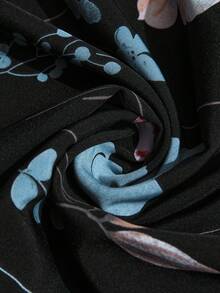 Breezaya Áo thun dài tay ngắn cổ tròn cỡ lớn, in họa tiết, dáng rộng, thoải mái. - màu đen - Xem 6