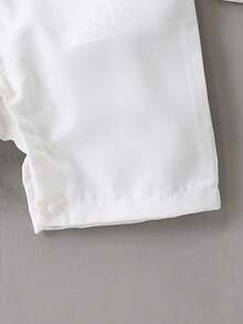 2pcs/Set Baby Boy Summer Countryside Style Leaf Print Polo Shirt And Shorts With Hat, Summer Vacation Set, Leisure Vacation Style