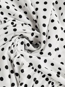 Vionelle Plus Size Women Polka Dot Halter Tie Hem Flared Cami Top Polkadot Dress Polka Dot Dress Polka Dot Dress White Polka Dot Dress White Club Dress Halter Neck Top Peplum Top White Polka Dot Top White Top Polka Dot Shirt - White - View 7