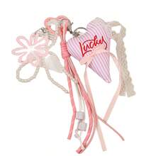 Joivida 1Pc Lace Bow Pearl Chain Bag Charm – Sweet Embroidered Letter Heart Keychain For Women - Multicolor - View 14