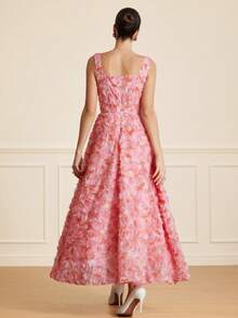 Aveloria Rosie فستان أنيق رومانسي فرنسي للنساء، متعدد الاستخدامات، مزخرف بشكل كثيف بألوان متباينة وأزهار ثلاثية الأبعاد، خصر مربوط، بدون أكمام، قصة A-line - متعدد الألوان - مشاهدة 3