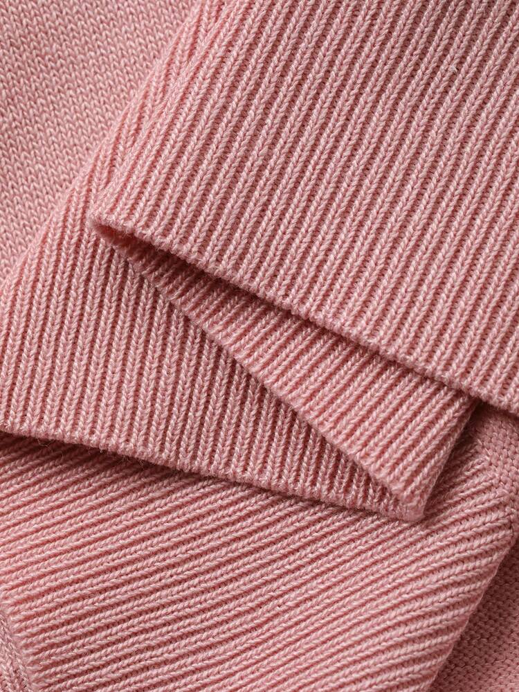 Men's Solid Pink Knit Pullover, Suitable For Commuting, Summer
