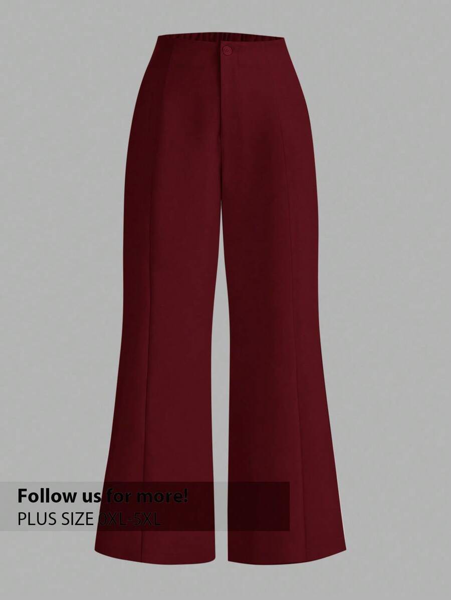 Firerie Pantalones anchos y sueltos con vuelo, elegantes y de talla grande, adecuados para primavera/verano - Granate - Ver 1