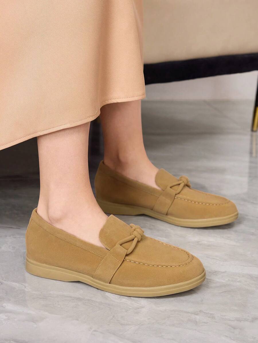 Sleekvia Casual Versatile Commuting Fringe Decor Flat Loafers - Camel - View 1