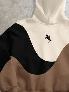 StoneGrade 男士休闲通勤时尚街头机车印花撞色连帽衫，春秋季 - 彩色 - 查看 3