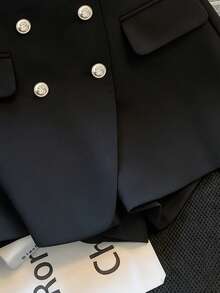 Franclia Quần short nữ màu đen dáng suông, thanh lịch, chất liệu giả len, thích hợp cho đi làm, dự tiệc, sự kiện/mặc hàng ngày/nghỉ dưỡng/hẹn hò/trang phục công sở. - màu đen - Xem 9