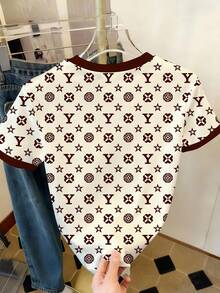 Resyla Áo thun tay ngắn cổ tròn in họa tiết toàn thân, cỡ lớn, phong cách thường ngày, mùa hè. - Nhiều màu - Xem 2