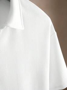 Core Aspect 男士纹理休闲 Polo 衫 Manfinity Homme 男士夏季纯色短袖休闲通勤 Polo 衫 男士高尔夫球衫 白色 Polo 衫 男士 男士短袖 Polo 衫