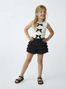 Maija Kids Maija Kids Young Girl's Fashion Solid Color Slim Fit Casual Shorts - Black - View 2