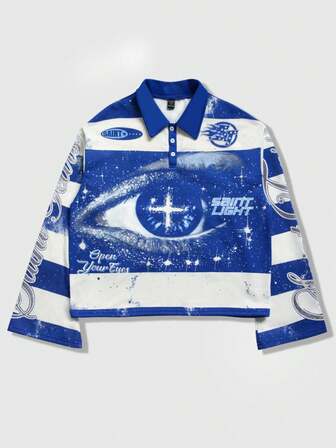 Street Life Camiseta polo de manga larga con cuello de polo a rayas para hombre, camisa polo casual