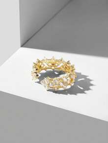 MOTF PREMIUM 闪耀星空四叶草开口戒指，女士款，小众设计 - 金色 - 查看 8