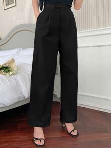 DAZY Women's Business Casual Wide Leg Pants, Versatile For Commuting - Black - View 5