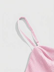 ROMWE Kawaii Women's Fashionable Y2K Asymmetrical Collar Ruffle Trim Blouse - Baby Pink - View 3