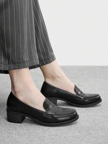 CUCCOO BIZCHIC Women's PU Leather Fashionable High Heel Shoes, Versatile For Daily Wear - Black - View 4