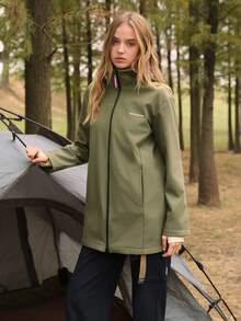 In My Nature Women's Long Sleeve Zip-Up Hooded Outdoor Windbreaker Jacket - Army Green - View 7